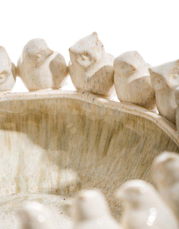 'Oatmeal' Ceramic Flock of Birds Bowl