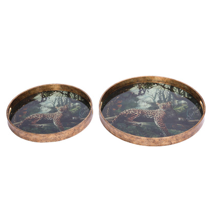Set of 2 Lounging Leopards Decorative Trays