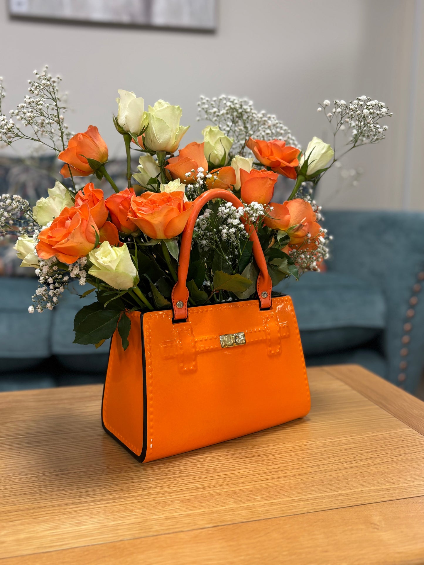 Bright Orange Ceramic Handbag Vase