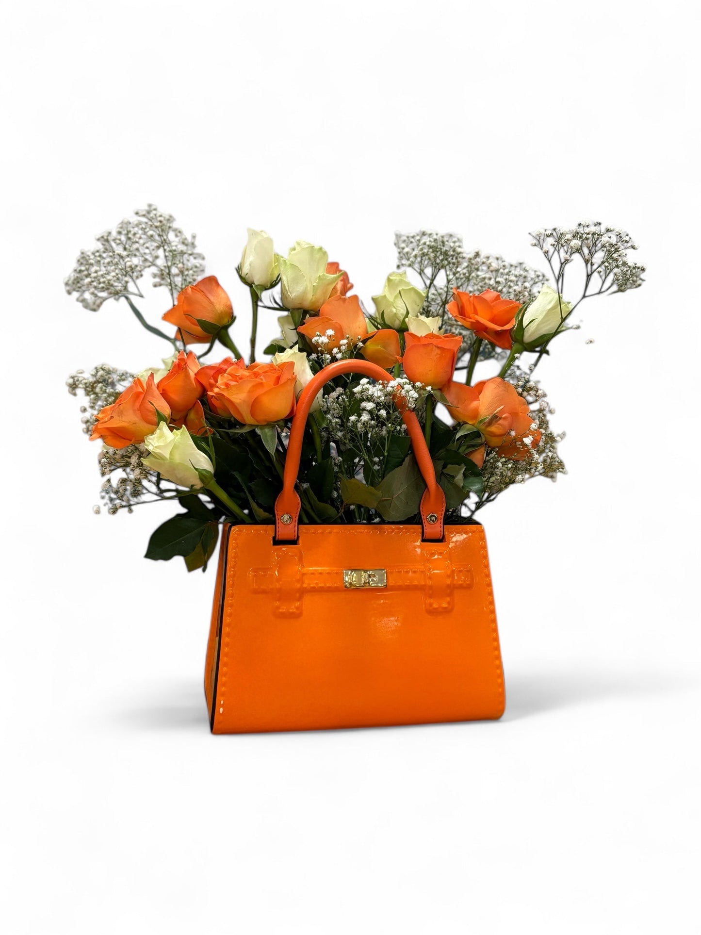 Bright Orange Ceramic Handbag Vase
