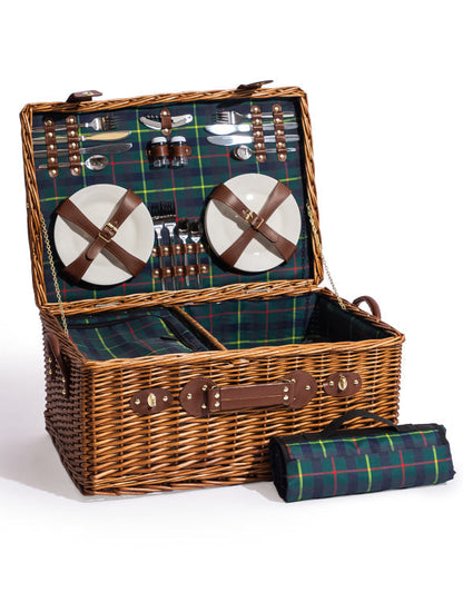 Luxury Tartan Wicker Picnic Hamper for 4