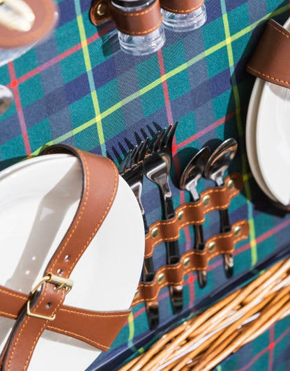Luxury Tartan Wicker Picnic Hamper for 4