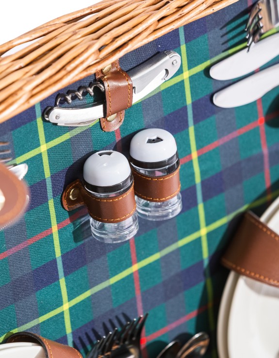 Luxury Tartan Wicker Picnic Hamper for 4