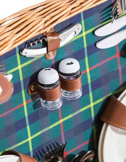 Luxury Tartan Wicker Picnic Hamper for 4
