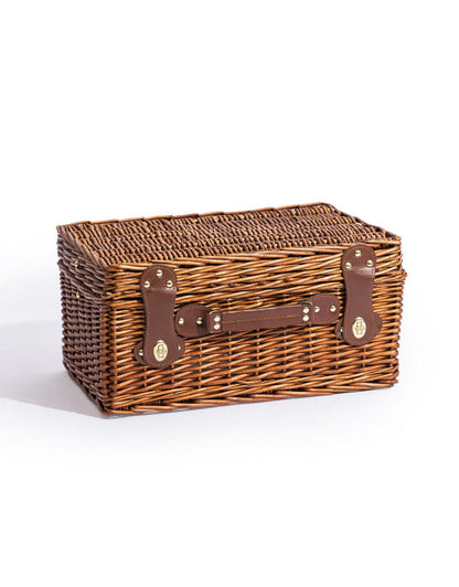 Luxury Gingham 2-Person Picnic Hamper with Leather Handles & Accessories