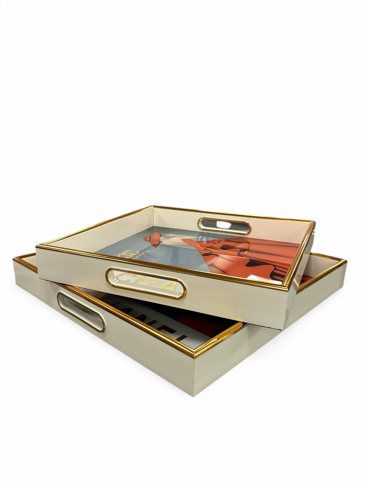Set of 2 Designer Inspired Square Trays