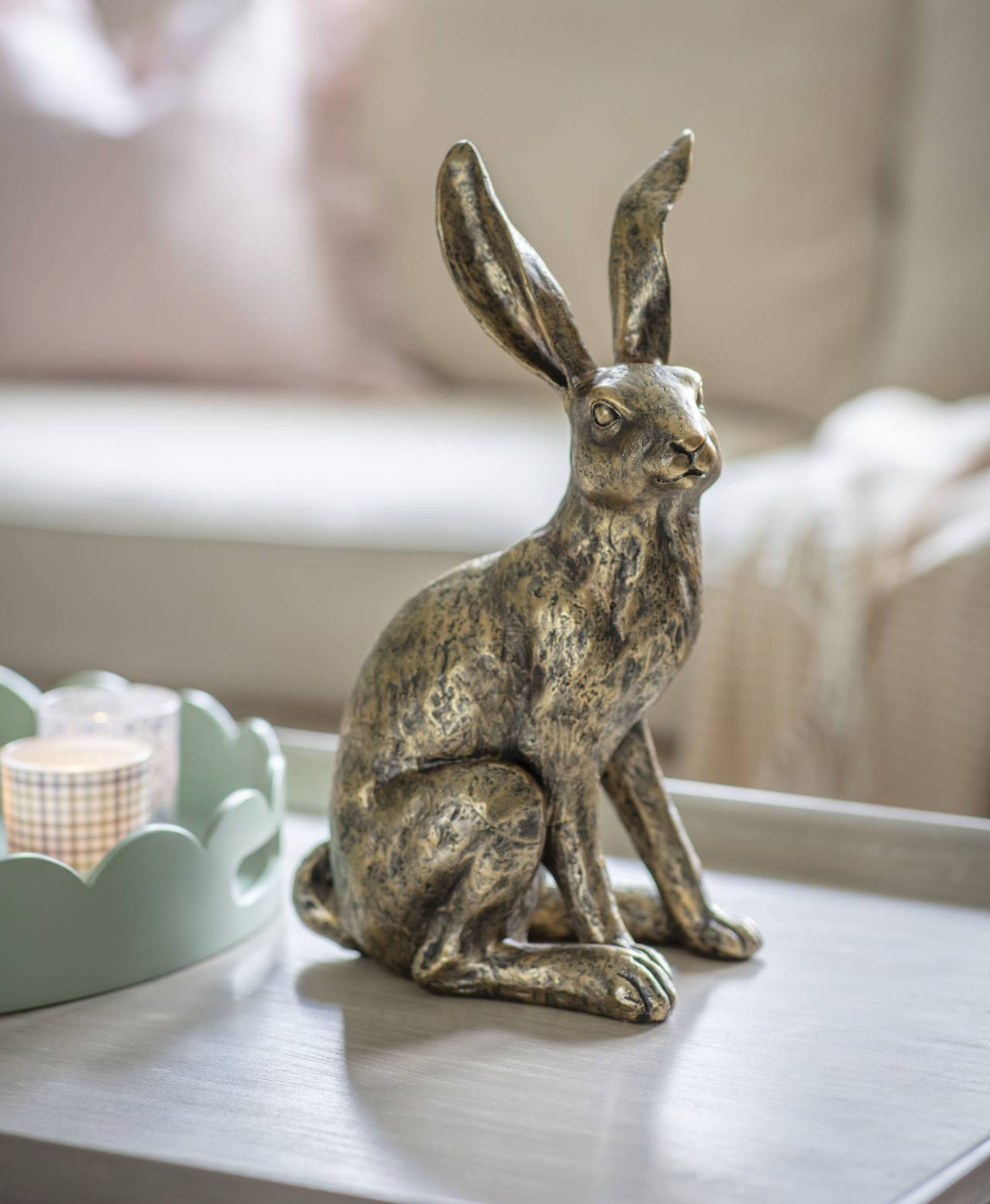 Laura Ashley Antiqued Large Sitting Hare Sculpture