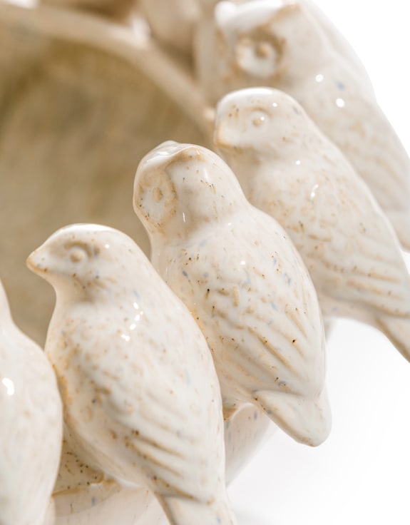 'Oatmeal' Ceramic Flock of Birds Bowl