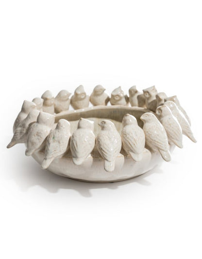 'Oatmeal' Ceramic Flock of Birds Bowl