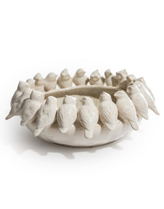 'Oatmeal' Ceramic Flock of Birds Bowl