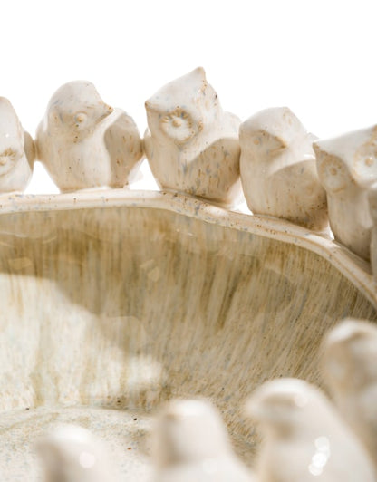 'Oatmeal' Ceramic Flock of Birds Bowl
